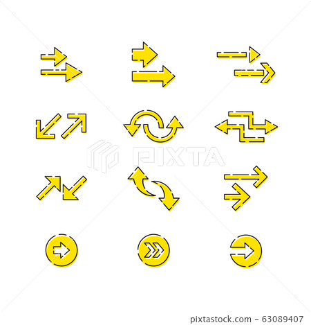 Arrow icon set outline yellow Arrow icon set outline yellow 63089407