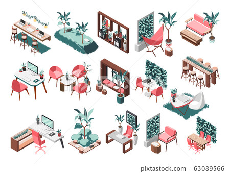 Green Office Isometric Recolor Icon Set - Stock Illustration [63089566 ...