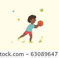 An African American Boy with a Basketball Ball in 63089647