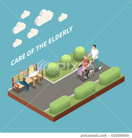 Care Of Elderly Isometric Background 63089669