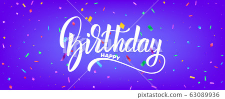 Birthday banner vector design. Holiday background with colorful particles and Birthday lettering 63089936