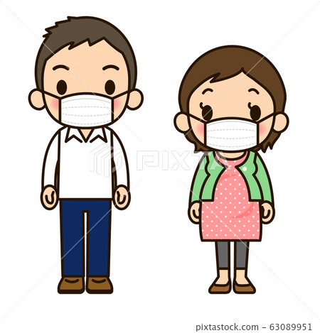 孕婦和丈夫戴著面具 63089951