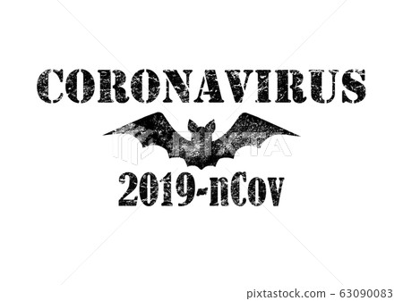 Coronavirus 2019-nCoV black lettering with bat 63090083
