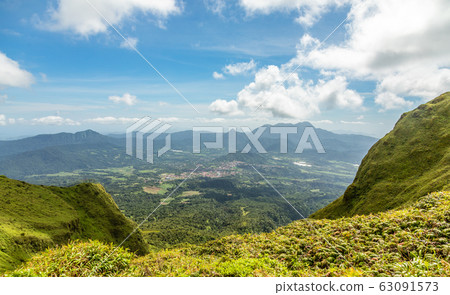 Mount Pelee green volcano hillside panorama, Mount Pelee green volcano hillside panorama, 63091573
