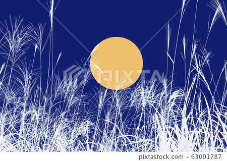 Autumn image_Full moon and Susuki_Mid autumn season 63091787
