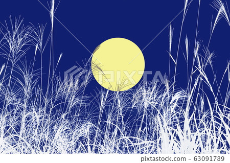 Autumn image_Full moon and Susuki_Mid autumn season 63091789