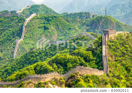 Panorama of Great Wall of China among the green Panorama of Great Wall of China among the green 63092011