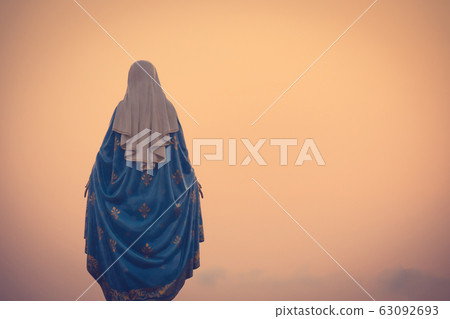 The blessed Virgin Mary statue figure in a warm 63092693