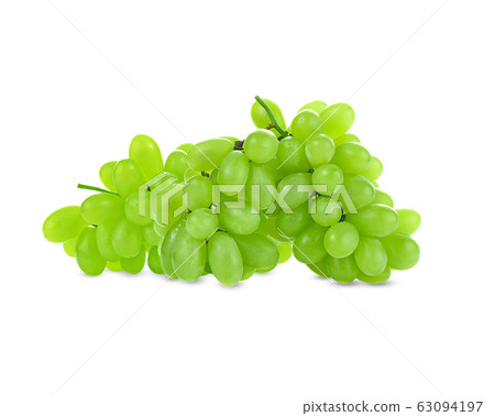 Fresh green grapes on white background Fresh green grapes on white background 63094197