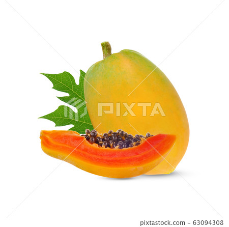 papaya fruit on white background 63094308