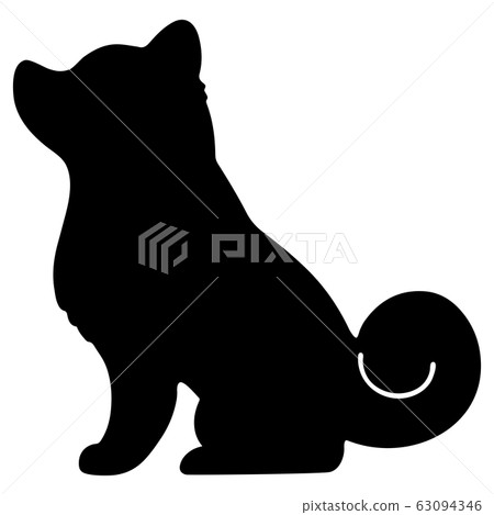柴犬坐側剪影 柴犬坐側剪影 63094346