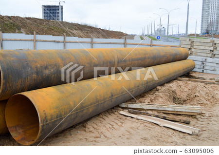 Large iron metal sewer plumbing pipes of Large iron metal sewer plumbing pipes of 63095006