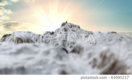 Snowy Mountains peaks on sky background 63095217