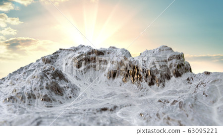 Snowy Mountains peaks on sky background 63095221