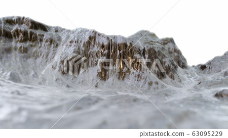 Snowy Mountains peaks isolated on white background 63095229