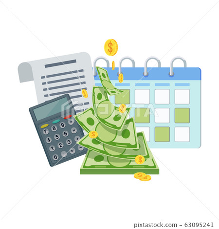Bill payment calendar. Flat vector cartoon illustration. 63095241