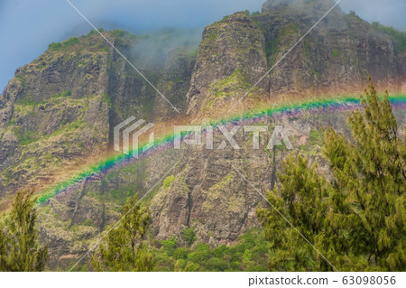 Colorful rainbow and Le Morn brabant mountain 63098056