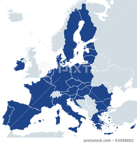European Union member states after Brexit, political map. The 27 EU member states, after United Kingdom left in 2020. Special member state territories are not included in the map. Illustration. Vector 63098602