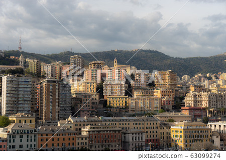 Architecture of the Old Port area of Genoa. View from the sea. Italy Architecture of the Old Port area of Genoa. View from the sea. Italy 63099274