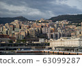 Architecture of the Old Port area of Genoa. View from the sea. Italy 63099287