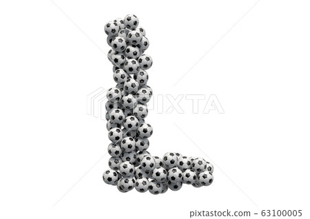 Letter L from soccer balls, 3D rendering 63100005