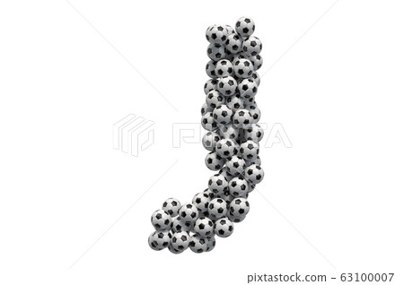 Letter J from soccer balls, 3D rendering 63100007