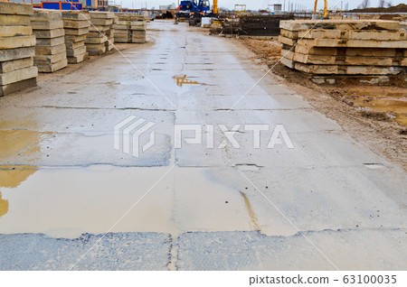 Bad concrete dirty road of blocks and slabs  63100035