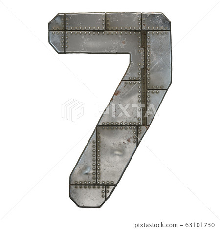 Industrial metal number 7 on white background 3d 63101730