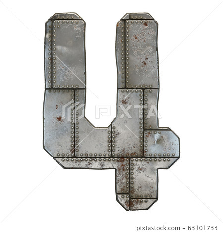 Industrial metal number 4 on white background 3d Industrial metal number 4 on white background 3d 63101733