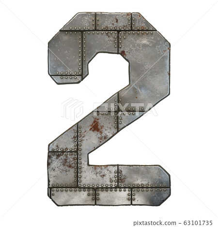 Industrial metal number 2 on white background 3d Industrial metal number 2 on white background 3d 63101735
