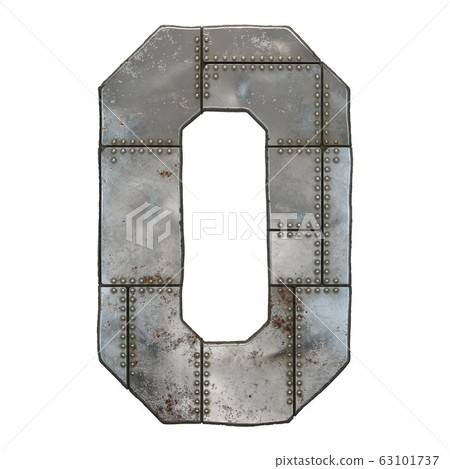 Industrial metal number 0 on white background 3d 63101737