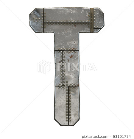 Industrial metal alphabet letter T isolated on white background 3d 63101754