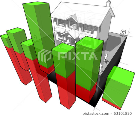 diagram of a classic colonial house with abstract business diagram 63101850