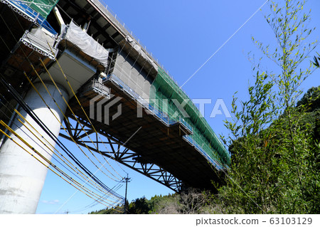 Construction scenery of a highway bridge Construction scenery of a highway bridge 63103129
