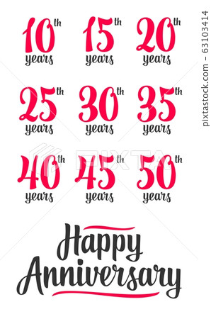 Happy anniversary sign collection. Happy anniversary sign collection. 63103414
