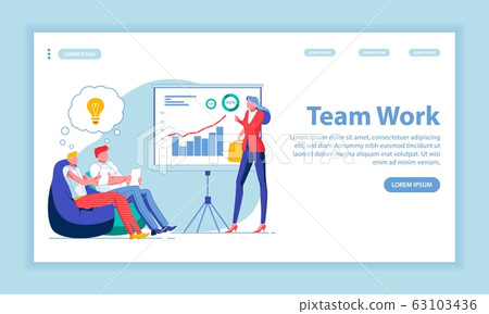 Team Work, Unity Flat Landing Page Vector Template 63103436