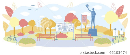 Empty Yard and Park Area of University Vector Empty Yard and Park Area of University Vector 63103474
