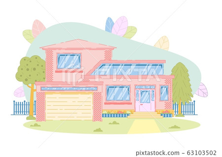 Suburban Cottage Family House with Garage Design 63103502