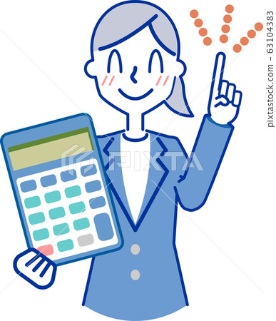 一個女人用計算器解釋點的上半身 63104383