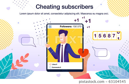 Subscribers Cheating Flat Vector Poster Template 63104545