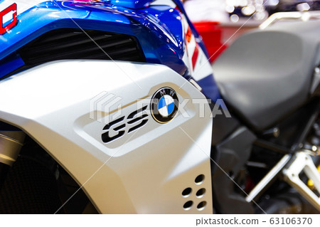 Nonthaburi Thailand -Dec 9, 2019 :-  Closeup - Logo "BMW" of Motorcycle show at the event at International Motor Show Nonthaburi, Thailand 63106370