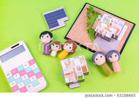 Image of a two-family house with a solar power system 63106665