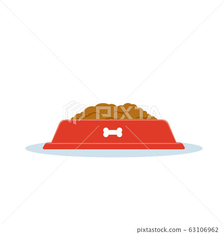 animal Food Plate. Red Color. Isolated vector - Stock Illustration ...
