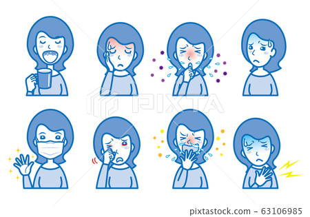 Illustration of a woman with poor physical condition 63106985