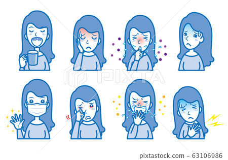 Illustration of a woman with poor physical condition 63106986