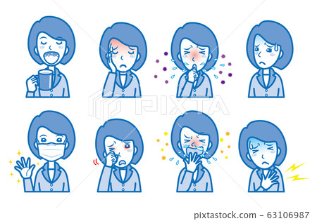 Illustration of an unwell business woman 63106987