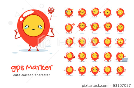 Vector set of cartoon images of GPS marker. Vector Vector set of cartoon images of GPS marker. Vector 63107057