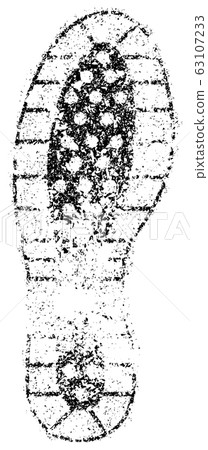Footprints, footprints, shoe prints, soles of shoes Black and white illustrations (rubs) 63107233