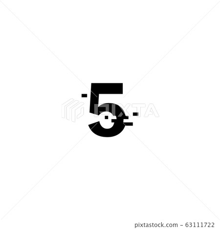 小故障樣式數字5白色背景 小故障樣式數字5白色背景 63111722