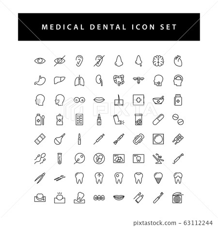 Medical icon set with black color outline style 63112244